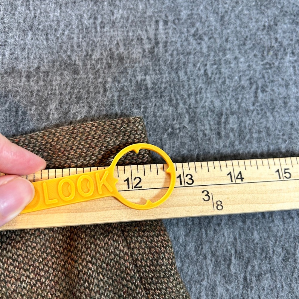 Vintage Wool Tweed Skirt Brown Herringbone High Waist Midi Career Size 5/6 80s - Picture 9 of 10